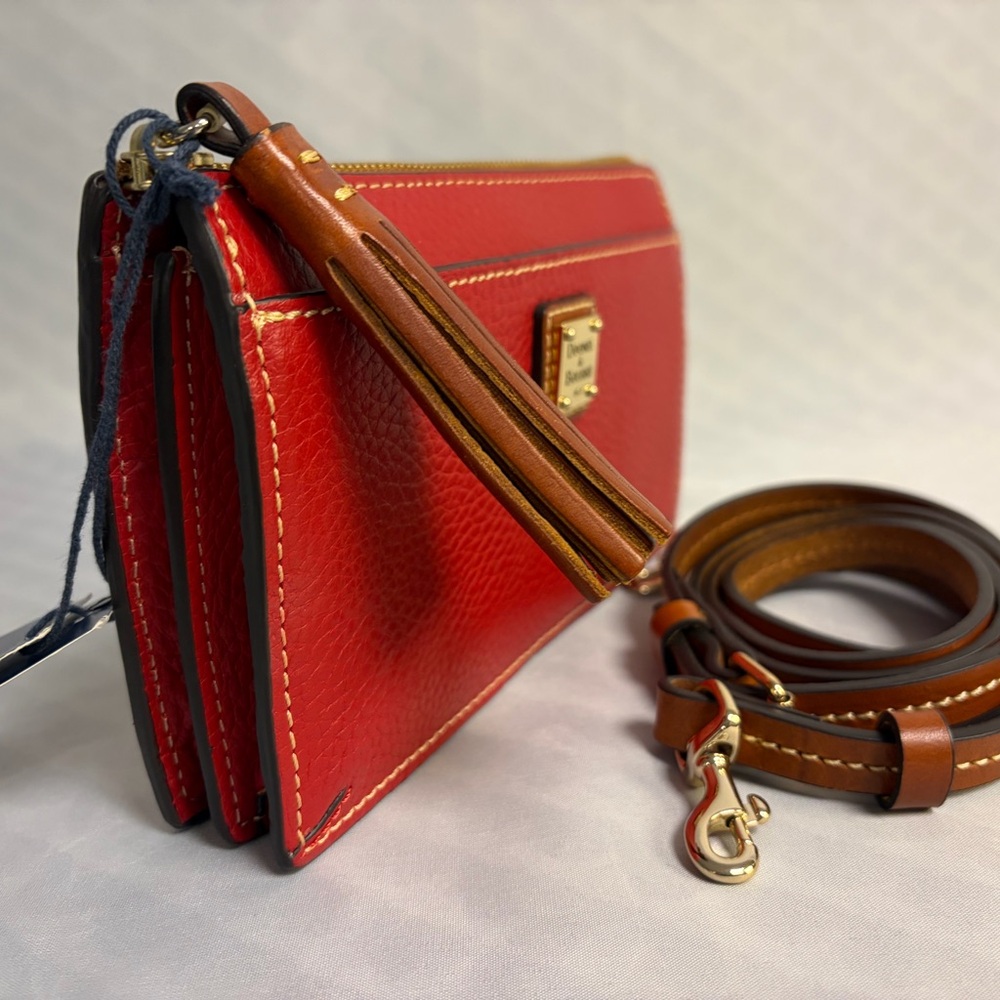 Dooney & Bourke Red Leather Gingy Crossbody bag with Tassel - Picture 4 of 5
